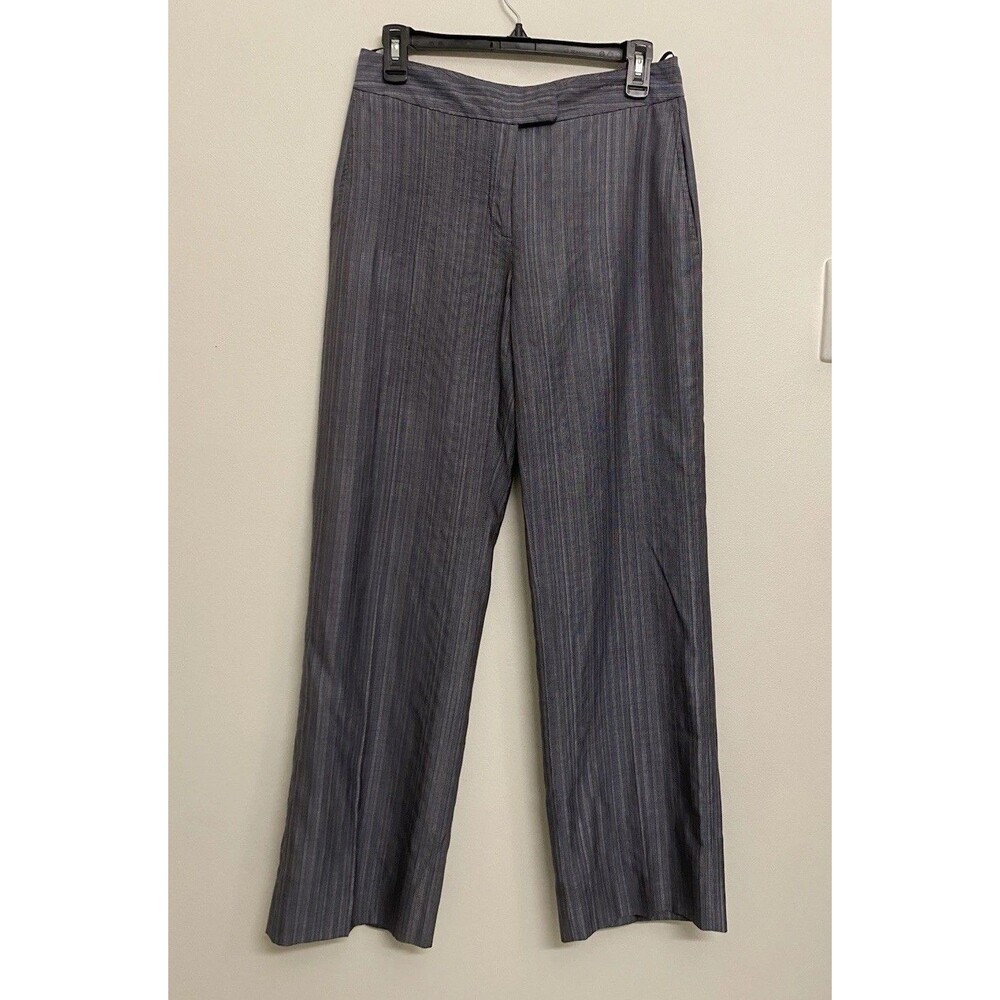 Loro Piana Italy Striped Wool Silk Blend Trouser Pants Women’s 42 Pleated Office